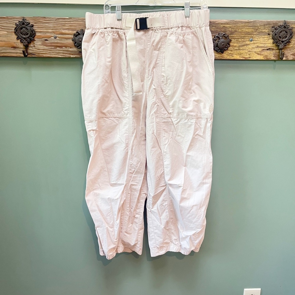 Free People Movement Mesmerize Me Cropped Cargo Pants Relaxed Fit Large Beige